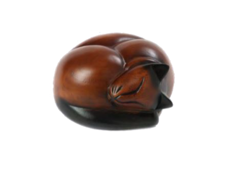 Carved Sleeping Cat Urn-image